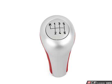 ES#47156 - 25117504352 - E52 Shift Knob - Leather Aluminum Ring - Rot/Alu - Genuine BMW - BMW