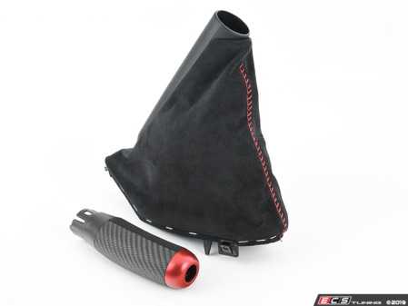 ES#4003671 - 34402469136 - JCW Pro Parking Brake Handle And Boot - This upgrades the stock emergency brake handle and boot with alcantara and matte finish carbon fiber - Genuine MINI - MINI