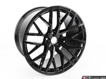 ES#3015500 - 4S0601025AB - 20" Black Optic R8 Wheel - Rear - Priced Each  - 20"x11" 5x112 ET47 Black Optics Finish (UJ2) - Center cap not included - Genuine Volkswagen Audi - Audi