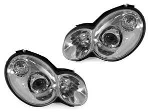 ES#3663037 - 440-1135PXLDEM1 - W203 C-Class Chrome Projector Headlight - Set  - Featuring Chrome Housings with a Facelift Look Upgrade for your W203! - Depo - Mercedes Benz