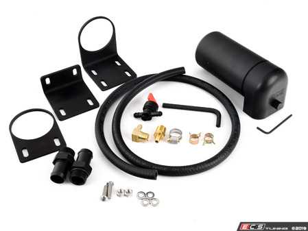 ES#4040043 - 003779ecs05-01KT -  Universal ECS Tuning Baffled Oil Catch Can Kit (8oz) - Capture harmful oil vapors and keep your intake tract clean. Includes our universal catch can, brackets, fittings and drain kit. Everything you need except plumbing to your engine. - ECS - Audi Volkswagen