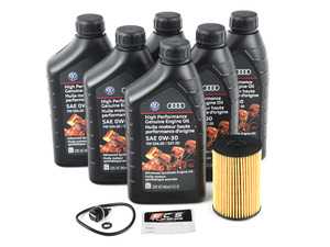 ES#2827052 - MK7TDIKT1 -  Genuine Oil Service Kit - With ECS Magnetic Drain Plug - Includes Genuine oil filter and Genuine 0w-30 oil - Assembled By ECS - Audi Volkswagen
