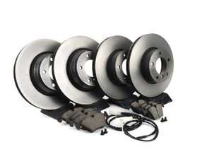 ES#4039735 - e9x330xirpsKT - Front And Rear Brake Service Kit - Featuring ECS V5 blank coated rotors and ECS DD23 "Daily Driver" ceramic pads. - Assembled By ECS - BMW