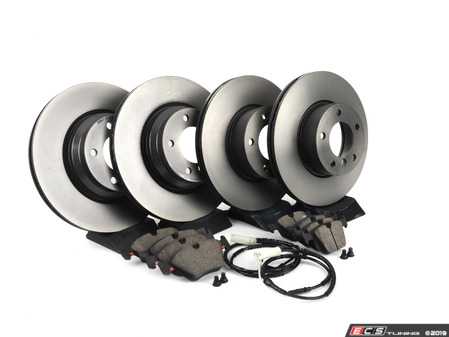 ES#4039735 - e9x330xirpsKT - Front And Rear Brake Service Kit - Featuring ECS V5 blank coated rotors and ECS DD23 "Daily Driver" ceramic pads. - Assembled By ECS - BMW