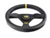 ES#3192153 - OD/1976/N - Trecento Racing Steering Wheel - Black/Yellow Leather - Universal sport steering wheel with a 300mm diameter. - OMP - BMW