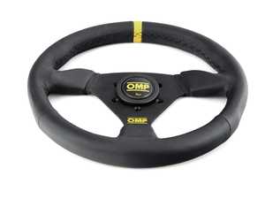ES#3192153 - OD/1976/N - Trecento Racing Steering Wheel - Black/Yellow Leather - Universal sport steering wheel with a 300mm diameter. - OMP - BMW