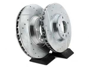 ES#3155305 - EBR822XPR - Front Cross Drilled & Slotted Brake Rotors - Pair (350x34) - Zinc coated performance rotors - Power Stop - Audi Volkswagen Porsche