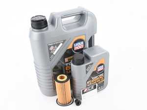ES#4006971 - 06L115562KT17 - Liqui Moly Top Tec Oil Service Kit (0w-20) - Includes Liqui Moly Top Tec 6200 508.00/509.00 0w-20 oil, filter and drain plug for a complete oil service - Assembled By ECS - Audi Volkswagen