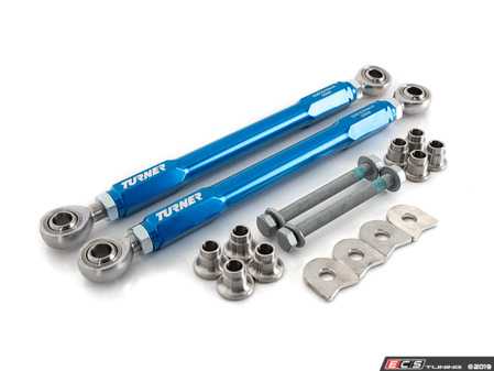 ES#4045812 - 024651TMS03 - Adjustable Toe Arms - Eliminates the factory eccentric toe adjustment point and eliminates any unwanted movement. Easy to adjust turn buckles and rod ends increase your range of toe adjustment in the rear. - Turner Motorsport - BMW
