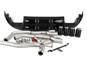 MK7 Jetta Quad Exit Axle-Back Exhaust System - With Gloss Black Rear Diffuser & 3.5