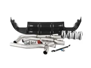 MK7 Jetta Quad Exit Axle-Back Exhaust System - With Carbon Fiber Rear Diffuser & 3.5