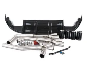 MK7 Jetta Quad Exit Axle-Back Exhaust System - With Carbon Fiber Rear Diffuser & 3.5