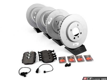 ES#4046558 - 34111160915KT4 - Front & Rear Brake Service Kit - Featuring Zimmermann coated rotors and Textar brake pads - Assembled By ECS - BMW