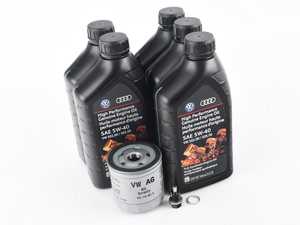 ES#3005994 - 04E115561HKT3 - Genuine Oil Service Kit - With Magnetic Drain Plug - Includes Genuine 5w-40 502.00/505.00 Oil, OEM Filter, and Magnetic Drain Plug - Assembled By ECS - Volkswagen