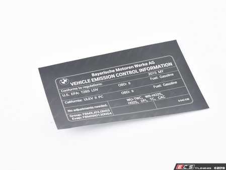 ES#2797538 - 71228642538 - Exhaust Emissions Label - Genuine BMW - BMW