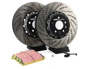 ES#4057317 - 023938ecs02KT2 - Front Performance Brake Service Kit - 2-piece - Comprehensive kit includes rotors, pads, sensor, and set screws - Upgrade your brake system with ECS 2-piece rotors and EBC Yellow Brake Pads! - Assembled By ECS - Audi