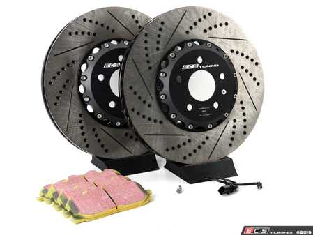 ES#4057317 - 023938ecs02KT2 - Front Performance Brake Service Kit - 2-piece - Comprehensive kit includes rotors, pads, sensor, and set screws - Upgrade your brake system with ECS 2-piece rotors and EBC Yellow Brake Pads! - Assembled By ECS - Audi
