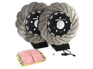 ES#4057323 - 023940ECSKT1 - Front Performance Brake Service Kit - Tru-Float Scalloped - Comprehensive kit includes Tru-Float rotors, pads, sensor, and set screws - Upgrade your brake system with ECS 2-piece Tru-Float scalloped rotors and EBC Yellow Brake Pads! - Assembled By ECS - Audi
