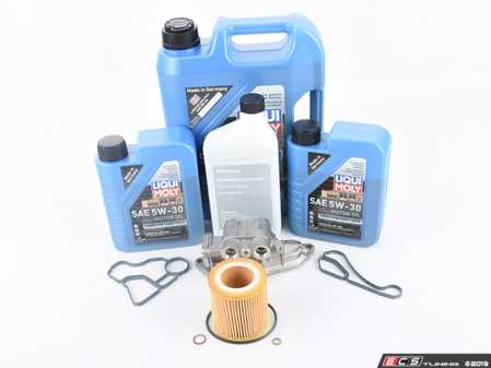 ES#4056700 - 11428637820KT2 - Oil Cooler thermostat replacment kit - Includes both oil filter housing gaskets, new oil cooler thermostat, and a Liqui Moly oil change kit - Assembled By ECS - BMW