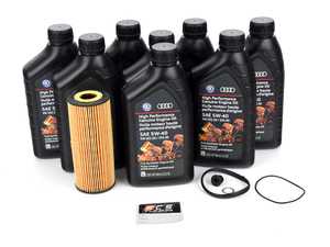 ES#2550686 - 06E115562AKT2 - Oil Service Kit - Includes Hengst oil filter, drain plug/washer, and 8 quarts of Genuine VW/Audi 5w-40 - Assembled By ECS - Audi