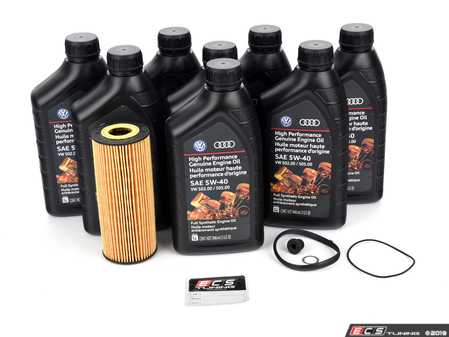 ES#2550686 - 06E115562AKT2 - Oil Service Kit - Includes Hengst oil filter, drain plug/washer, and 8 quarts of Genuine VW/Audi 5w-40 - Assembled By ECS - Audi