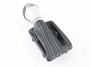 ES#2740161 - 8V1713139NXBA - Shift Knob - Leather - Soul (Black) / Silver - With 'S' emblem - Genuine Volkswagen Audi - Audi