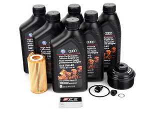 ES#2804770 - 004673ECS01KT4 -  Genuine Oil Service Kit - With Magnetic Drain Plug & Black Aluminum Oil Filter Housing - Featuring black billet aluminum filter housing! Includes Genuine oil filter and Genuine 5w-40 oil. - Assembled By ECS - Volkswagen