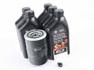 ES#2561231 - MK418TECS -  Genuine Oil Service Kit - With ECS Magnetic Drain Plug - Includes large Genuine oil filter and Genuine 5w-40 oil - Assembled By ECS - Volkswagen