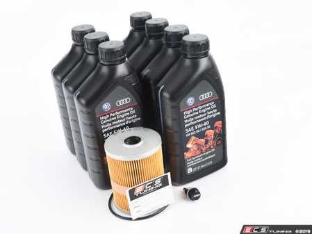 ES#2561273 - E12VECS -  Oil Service Kit - With ECS Magnetic Drain Plug - Includes Mahle oil filter, and Genuine 5w-40 oil - Assembled By ECS - Volkswagen