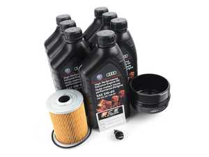 ES#2804831 - MK525OEMKT6 -  Genuine Oil Service Kit - With Magnetic Drain Plug & Black Aluminum Oil Filter Housing - Includes Genuine oil, filter, magnetic drain plug, and black aluminum filter housing - Assembled By ECS - Volkswagen