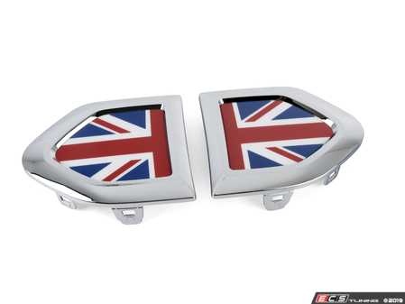 ES#4405460 - 51135A43E94 - Trim Cover Set With Pad - Union Jack  - These insert into the the side scuttle turn signal light as a decor upgrade - Genuine MINI - MINI