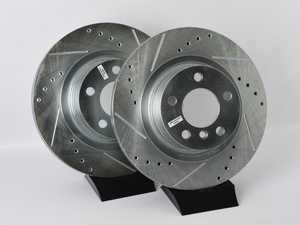 ES#3477507 - EBR1240XPR - Evolution Tru-Cast Drilled And Slotted Rotor Pair - Rear (330x20) - Performance rotors built to cool quickly and prevent corrosion for years of rough us and abuse. - Power Stop - BMW