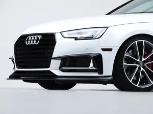 Audi B9 A4/S4 Front Lip Spoiler - Gloss Black & Grille Accent Set - Gloss Black