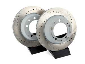 ES#2593342 - 275804 - Cross-Drilled Rear Brake Rotors - Pair 11.77" (299mm) - Directional rear axle fitment - Both left and right - Sebro - Porsche