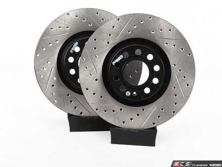 ES#3236210 - 127.33096clKT - Front Drilled & Slotted Brake Rotors *Cryo Treated* - Pair (321x30) - Upgrade to a cryo treated slotted / cross-drilled rotor for improved braking - StopTech - Audi