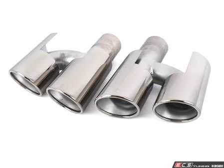 ES#3557957 - 9700440372 - 970.1 Quad Sport Style Exhaust Tips - Pair - Featuring slightly oval 90mm x 85mm polished stainless steel tips - Racing Dynamics - Porsche