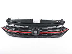 ES#3678845 - 17A853651ADCEE - Upper Center Grille - Satin Black With Red Stripe  - Factory replacement - Genuine Volkswagen Audi - Volkswagen