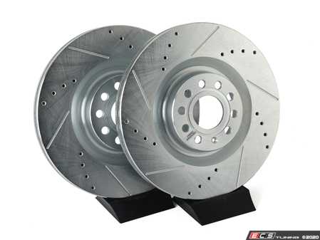 ES#3155320 - EBR832XPR - Front Cross-Drilled and Slotted Evolution Rotors - Pair (345x30) - Zinc coated performance rotors - Power Stop - Audi Volkswagen