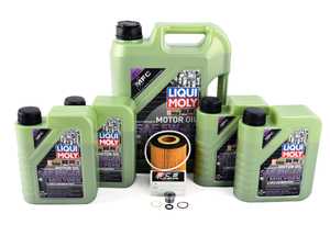 ES#3470578 - E53N62IN1mgKT - Liqui Moly MolyGen Oil Change Kit / Inspection I - Includes nine quarts of Liqui Moly MolyGen 5w-40 Full-synthetic engine oil, Hengst oil filter and new drain plug - Assembled By ECS - BMW