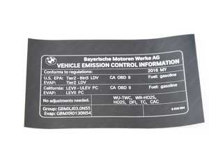 ES#2998683 - 71228656084 - LABEL "EXHAUST EMISSION" - Genuine BMW - BMW