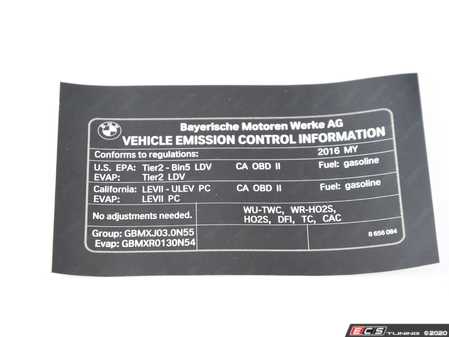 ES#2998683 - 71228656084 - LABEL "EXHAUST EMISSION" - Genuine BMW - BMW