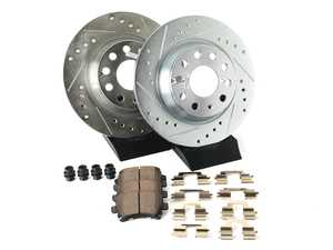 ES#3989973 - K5662-26 - Power Stop Z26 Street Warrior Rear Brake Kit (282mm) - A high-performance rear axle upgrade featuring drilled & slotted rotors and extreme-temperature carbon-fiber ceramic pads. - Power Stop - Volkswagen