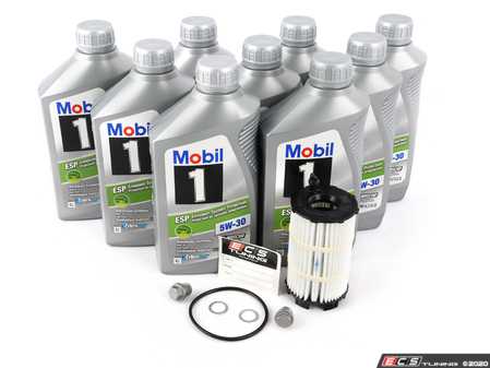 ES#3984377 - p0103469ktKT - Oil Change Kit (5W-30) - Includes 9 liters of Mobil 1 504.00 / 507.00 / (5w-30), filter, drain plug with sealing washer, and oil sticker to refresh your Audi R8 V10! - Assembled By ECS - Audi