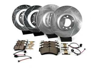 ES#3989905 - K4500-26 - Power Stop Z26 Street Warrior Front & Rear Brake Kit (350mm/330mm) - A complete performance brake upgrade featuring drilled & slotted rotors and high-performance carbon-fiber ceramic pads. - Power Stop - Audi Volkswagen Porsche