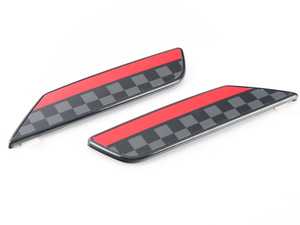 ES#3083315 - 51132365738 - Trim Cover Set With Pad - Red/Checkered - These insert into the the side scuttle turn signal light as a decor upgrade - Genuine MINI - MINI