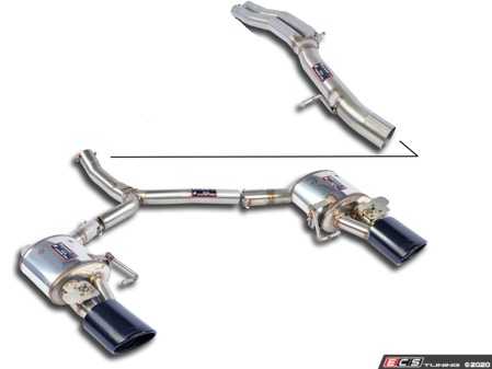 ES#4159045 - 777705KT1 - Supersprint Cat-Back Valved Exhaust System - Non-Resonated  - Stainless system includes non-resonated center section, Y-pipe, and rear mufflers with black tips - Supersprint - Audi