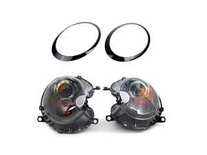 ES#4501321 - 63102347698KT2 - Xenon Headlight Titanium Gray 25 W And Black Line Trim - Set - For upgrade to xenon headlights, Set of the left and right hand side. And includes the black line headlight trims. - Assembled By ECS - MINI