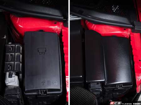 ES#4056865 - 005066LA01 -  Textured Fuse Box / ECU Cover - Cover the unsightly ECU bracket and fuse box lid with our OE-appearance textured black fuse box overlay - ECS - Audi Volkswagen