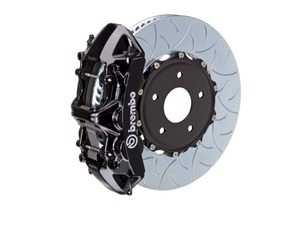 ES#4164596 - 1N3.8010A1 - Brembo GT Front Big Brake Kit - 2-Piece Type 3 Slotted Rotors (350x34) - Featuring black 6-piston calipers, stainless brake lines, and Brembo Sport brake pads - Brembo - Audi Volkswagen