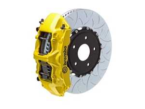ES#4164598 - 1N3.8010A5 - Brembo GT Front Big Brake Kit - 2-Piece Type 3 Slotted Rotors (350x34) - Featuring yellow 6-piston calipers, stainless brake lines, and Brembo Sport brake pads - Brembo - Audi Volkswagen